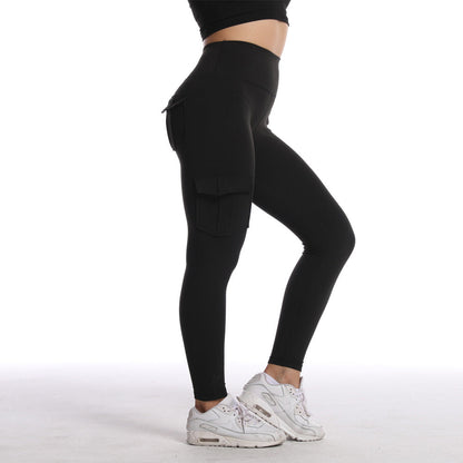 Multi-Pocket Sports Brushed Naked-Feel Yoga Slimming Tight Leggings For Women With High Waist And Fitness Sweat-Wicking Multi-Pocket Design