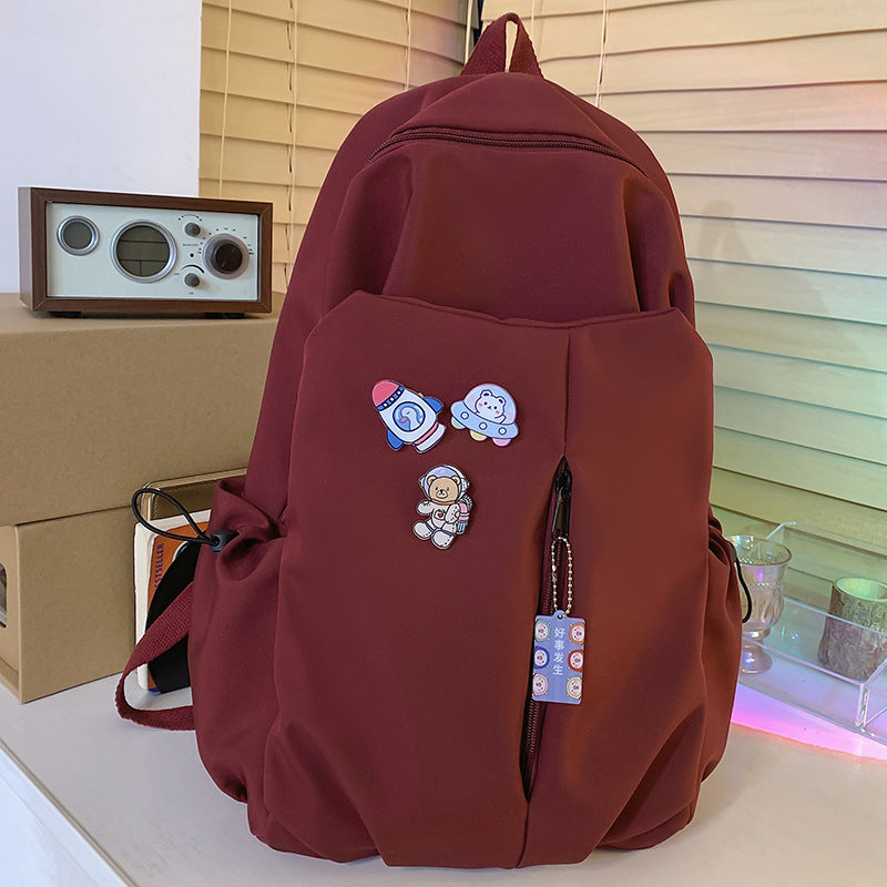 New Girls' Simple Solid Color Backpack