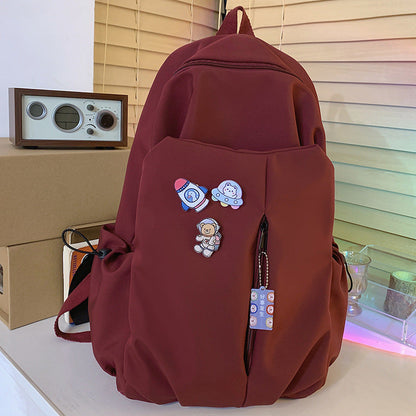 New Girls' Simple Solid Color Backpack