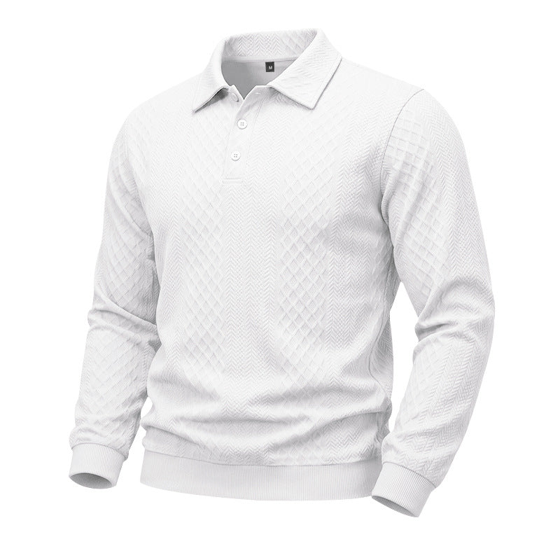 Mens Relaxed Fit Jacquard Textured Casual All Matching Long Sleeve Hoodie