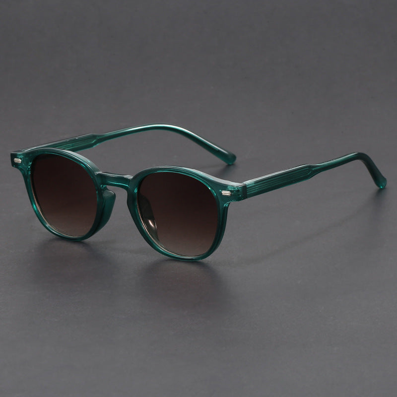 Small-face Green-frame Gradient Tea-colored Sunglasses Stylish Unisex Design With UV Protection