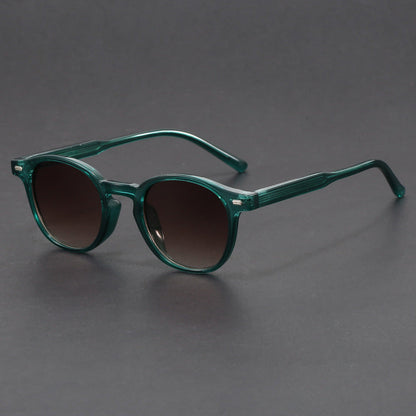 Small-face Green-frame Gradient Tea-colored Sunglasses Stylish Unisex Design With UV Protection