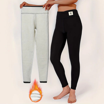 Womens High-Waisted Embroidered Cat Fleece-Lined Leggings