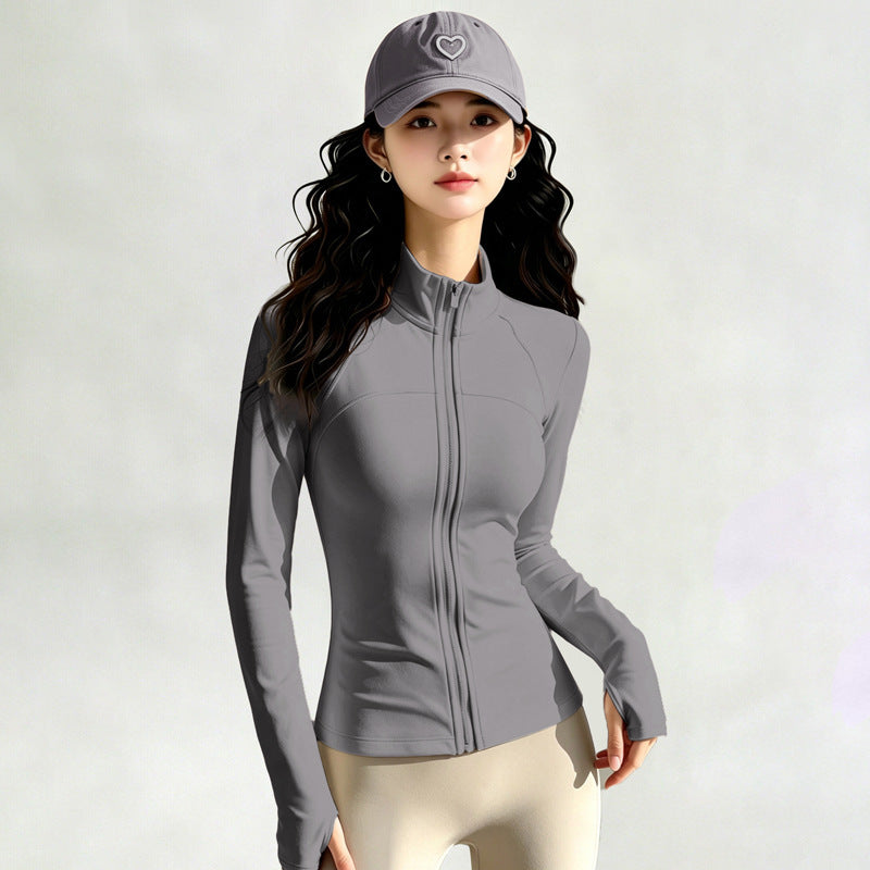 Sports Long-sleeve Cardigan With A Stand-up Collar And Zipper Top