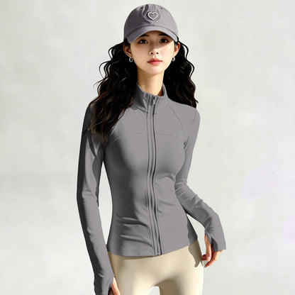 Sports Long-sleeve Cardigan With A Stand-up Collar And Zipper Top