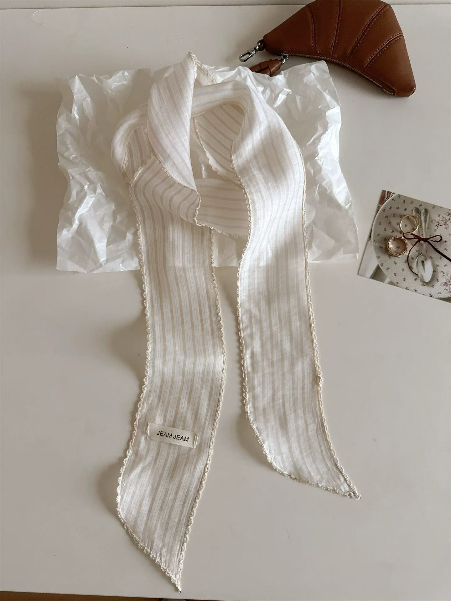 Korean-style Retro Floral Long Silk Scarf