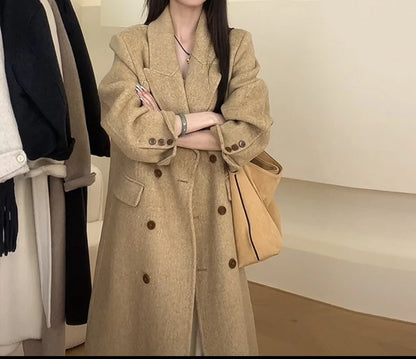 Womens Double-Faced Wool Coat With A Suit Collar