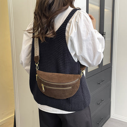 Jacquard Webbing European And American Style PU Leather Crossbody Bag