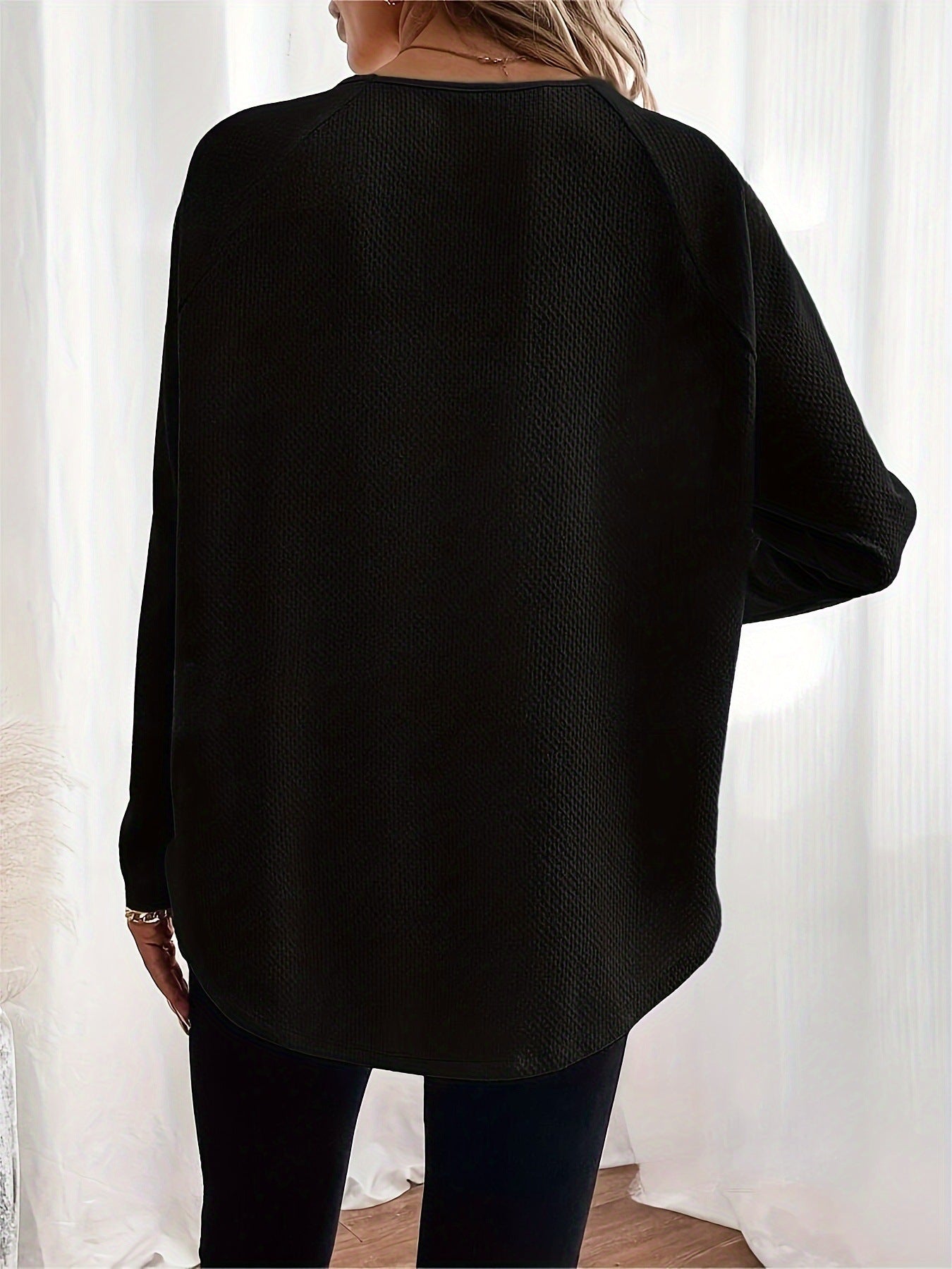 Autumn New Arrival  Solid Color Waffle-Knit Off-Shoulder Pullover Top For Loungewear