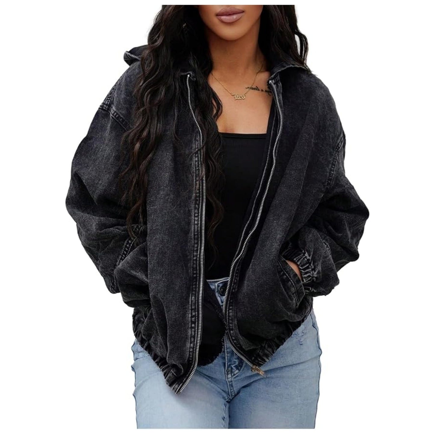 Womens Vintage Washed Denim Jacket
