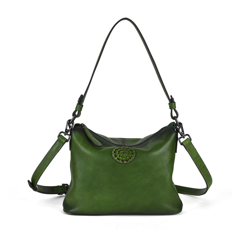 Vintage Womens Full-grain Leather Crossbody Bag