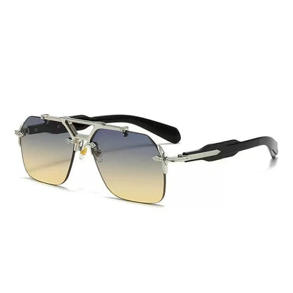 Double-bridge Frameless Metal Sunglasses