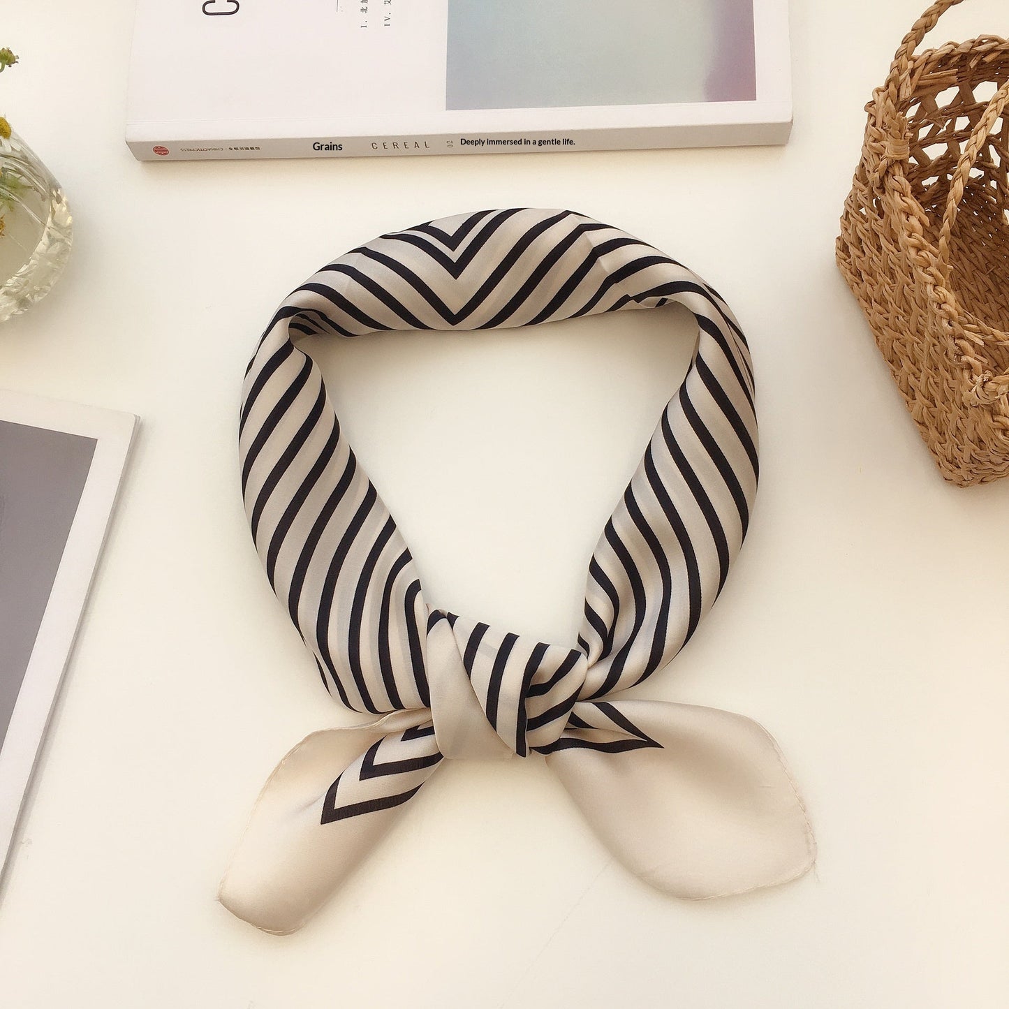 Womens Silk Small Square Scarf Hairband