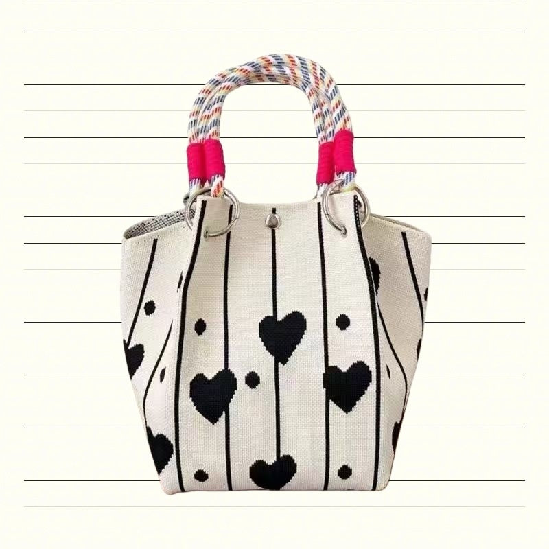 Knitted Tote Bag Commuter-friendly Handbag Simple Style