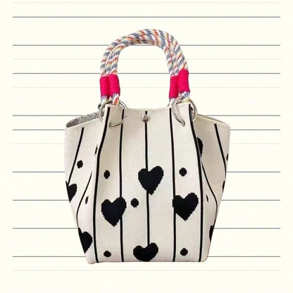 Knitted Tote Bag Commuter-friendly Handbag Simple Style