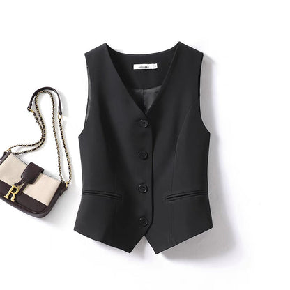 Womens Solid-color Versatile Blazer Vest