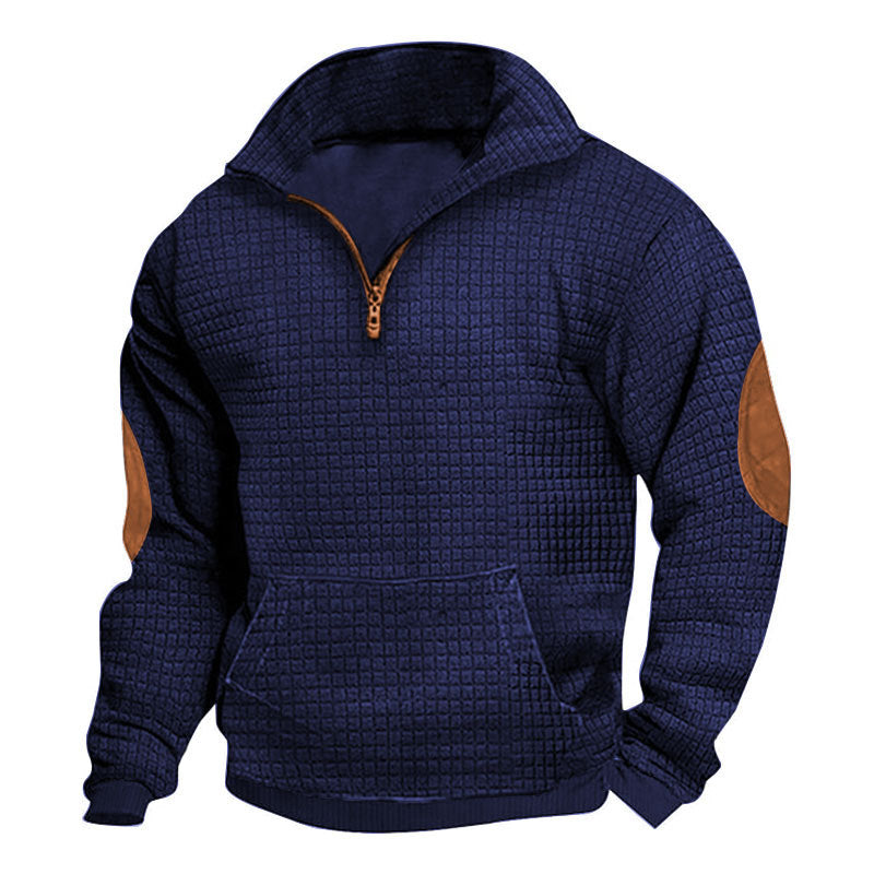 Mens Plaid Zippered Cardigan Casual Sweatshirt