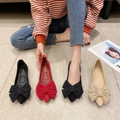 New Spring Pointed-toe Low-cut Black Flats