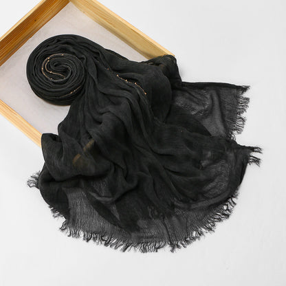 Cross-border Arrival Rayon Crinkle Chain-pattern Fringed Long Scarf