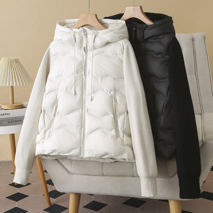 Plus-size Short Down Jacket With Patchwork Sleeves