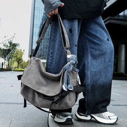 Large-Capacity Minimalist Canvas Crossbody Bag For Men