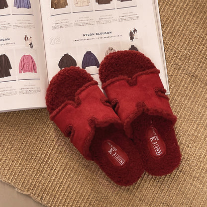 Women's Furry Slide Slippers, New Outdoor Style, Non-Slip Casual Lazy OneStrap Flip Flops For Pregnant Women