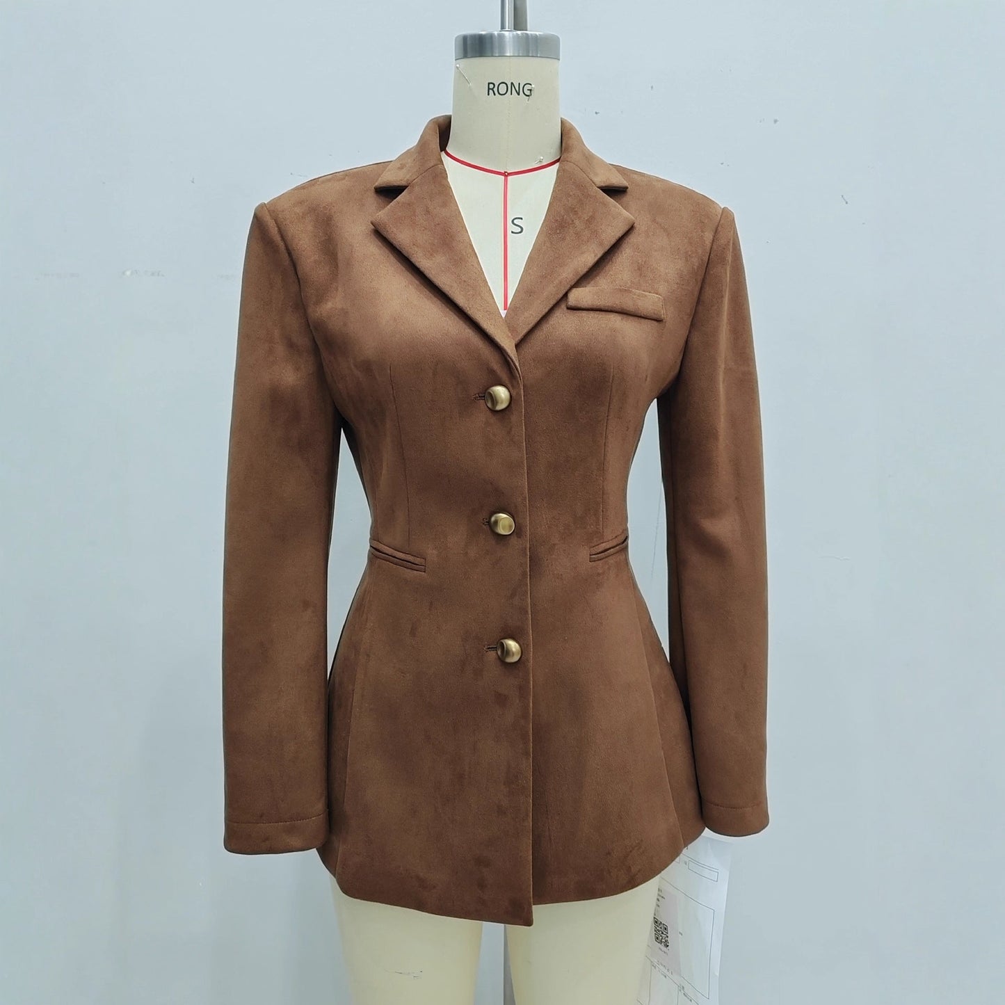 French Button Long Sleeve Suit Coat
