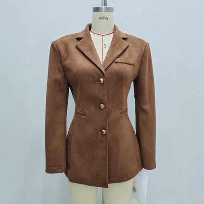French Button Long Sleeve Suit Coat