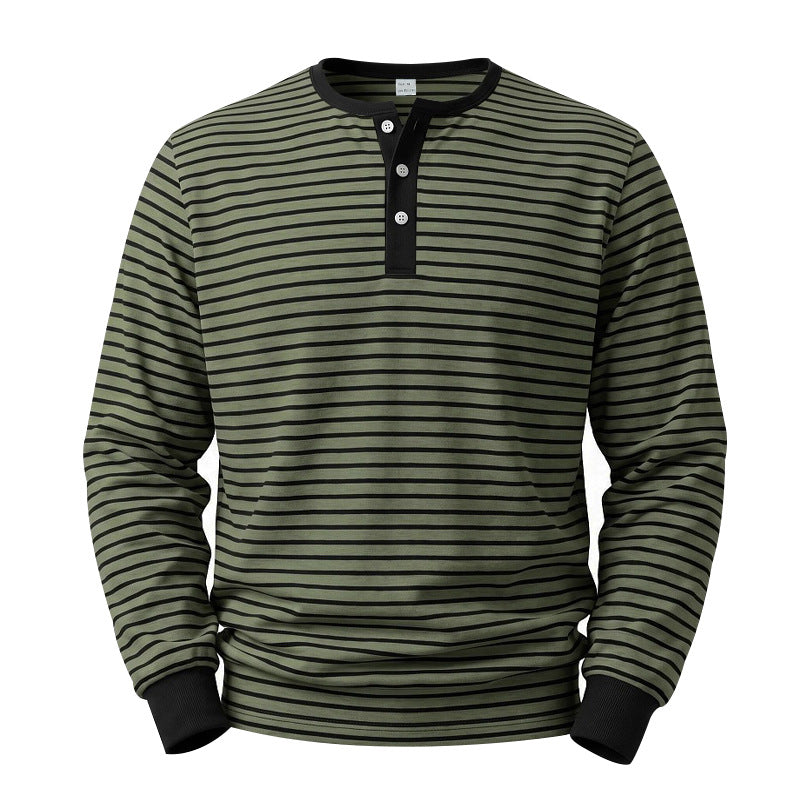 American-style Vintage Striped Long-sleeve Mens Top