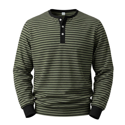 American-style Vintage Striped Long-sleeve Mens Top