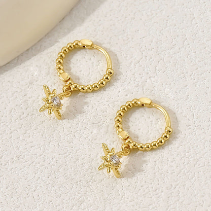 18K Eight Awn Star Stud Earrings