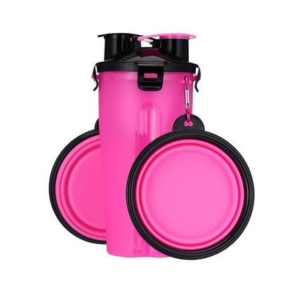 2-in-1 Pet Water Bottle Dispenser with Silicone Bowl