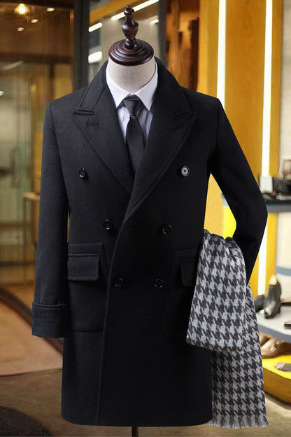 Men's Wool Double-breasted Trench Coat