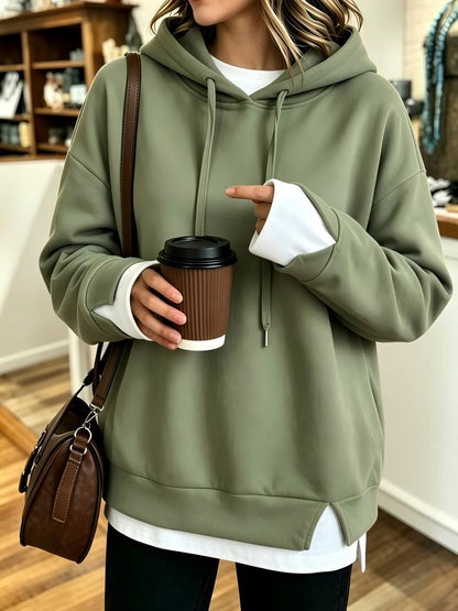 New Fallwinter Womens Faux Two-piece Hooded Sweatshirt