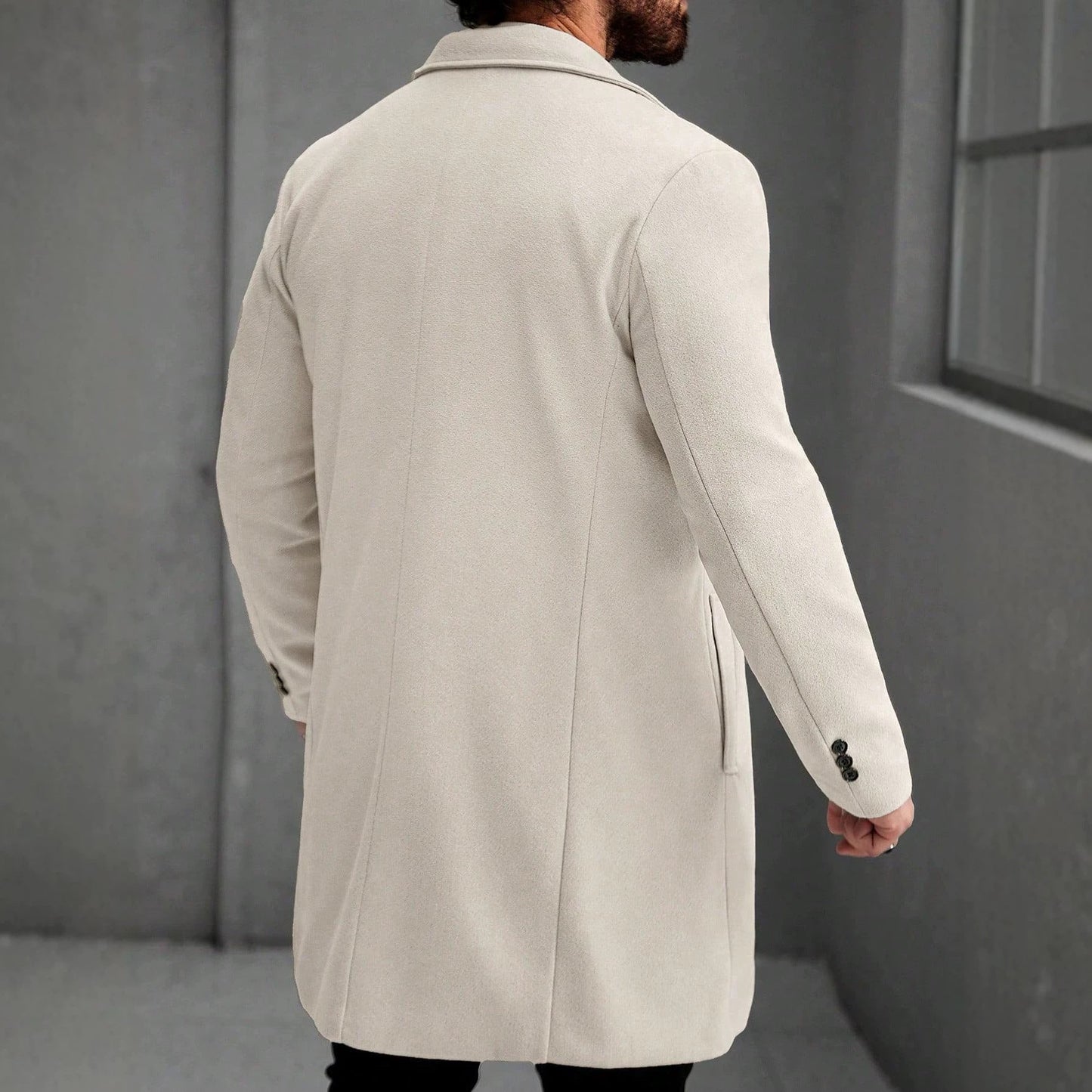 Solid-color Wool Mid-length Coat