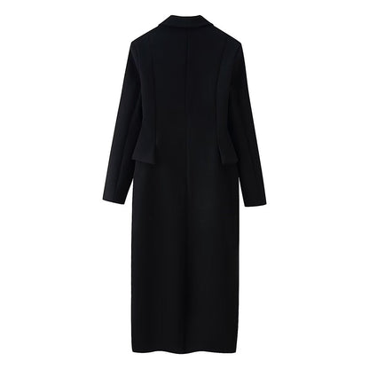Fashionable Lapel Buttoned Flap Pocket Coat