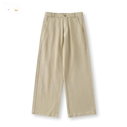 Versatile Mens Casual Pants Loose-fitting Straight-leg Wide-leg Style