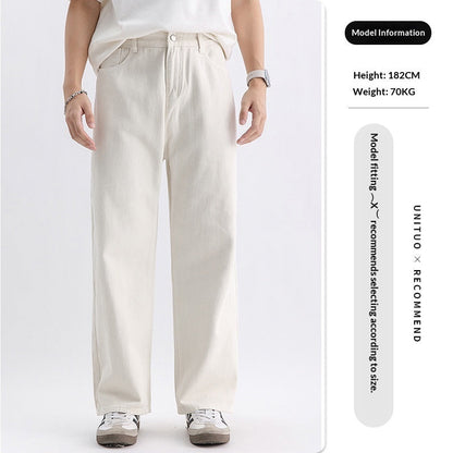 Casual American-style Retro Pure Cotton Workwear Pants Wide-leg For Men