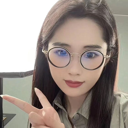 Vintage Round Frame Reading Glasses Anti Blue Light