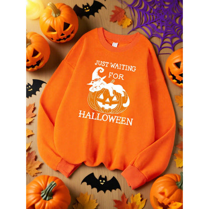 Just Waiting For Halloween Pumpkin Design Sweats