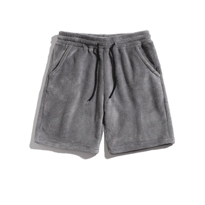 Mens SpringAutumn Coral-Fleece Sports-Style Casual Plus-Size Shorts