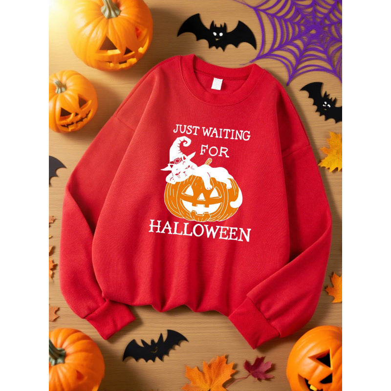 Just Waiting For Halloween Pumpkin Design Sweats