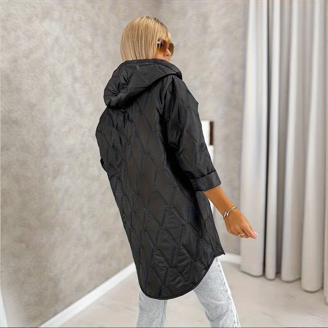 Plus-size Womens Mid-length Hooded Warm And Relaxed-fit Coat
