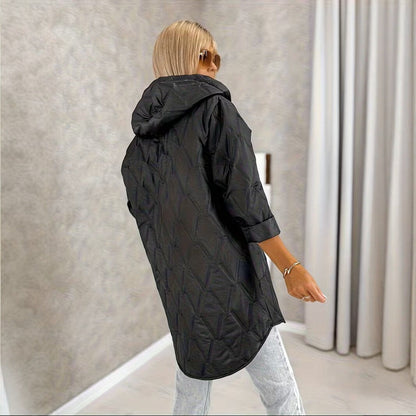 Plus-size Womens Mid-length Hooded Warm And Relaxed-fit Coat