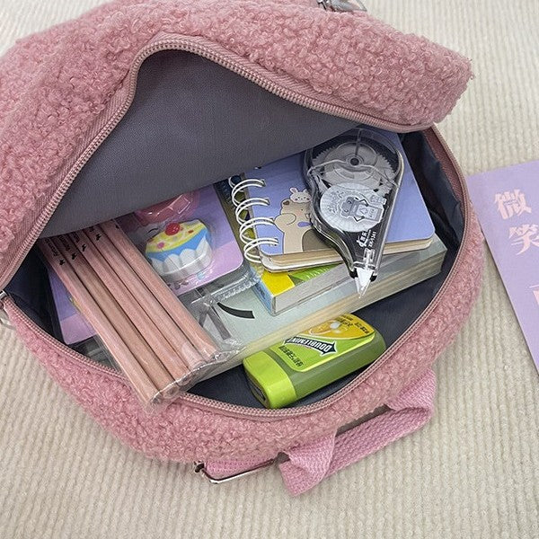 Lightweight New Heart-Shaped Plush Kindergarten Backpack