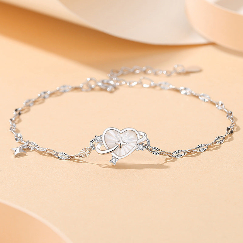 Senz Track Sterling Silver Heart Clavicle Chain