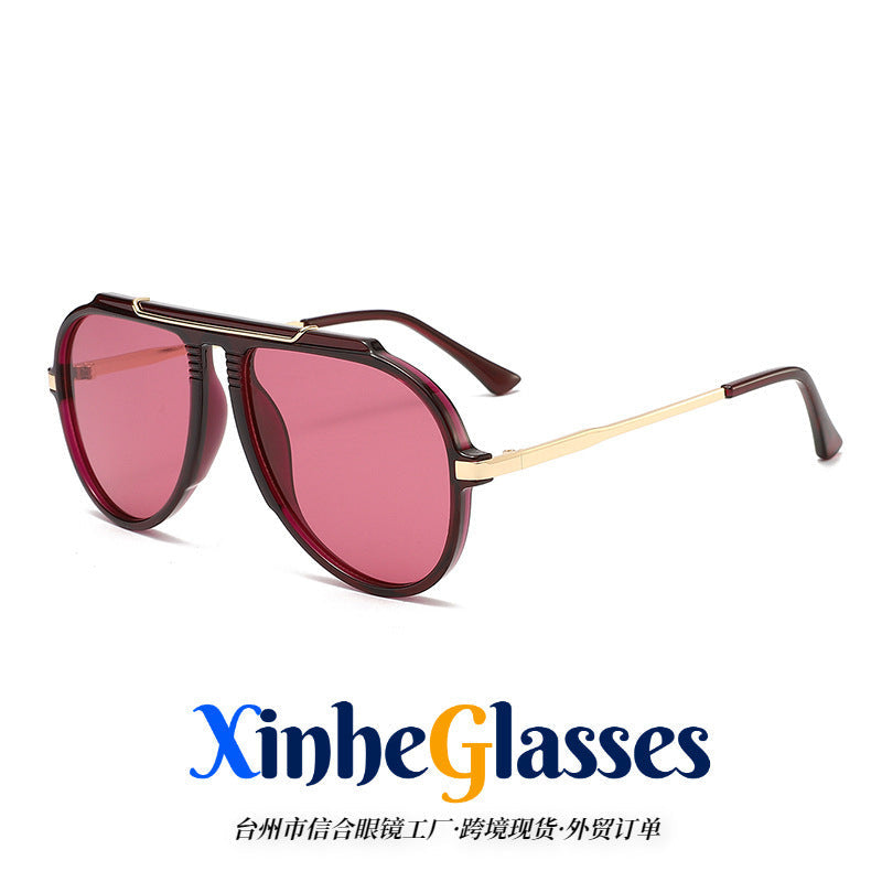 3654 Metal Double-Bridge Aviator Sunglasses Cross-Border E-Commerce Foreign Trade Amazon Fashion Uv400 Unisex