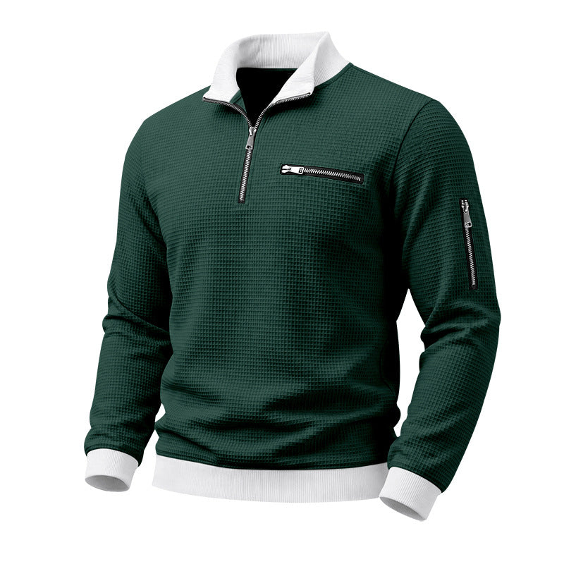 Mens Relaxed-fit Casual Stand-collar Hoodie