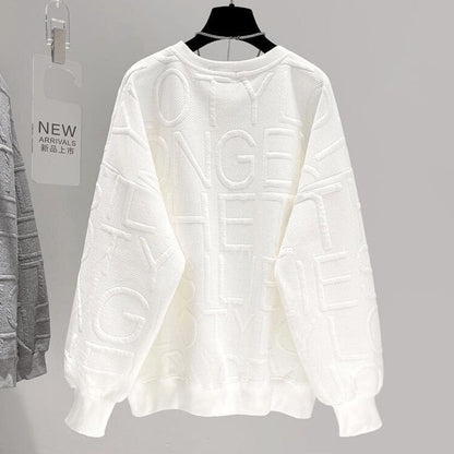 Men's and Women's 3D Letter Loose Long Sleeve Top