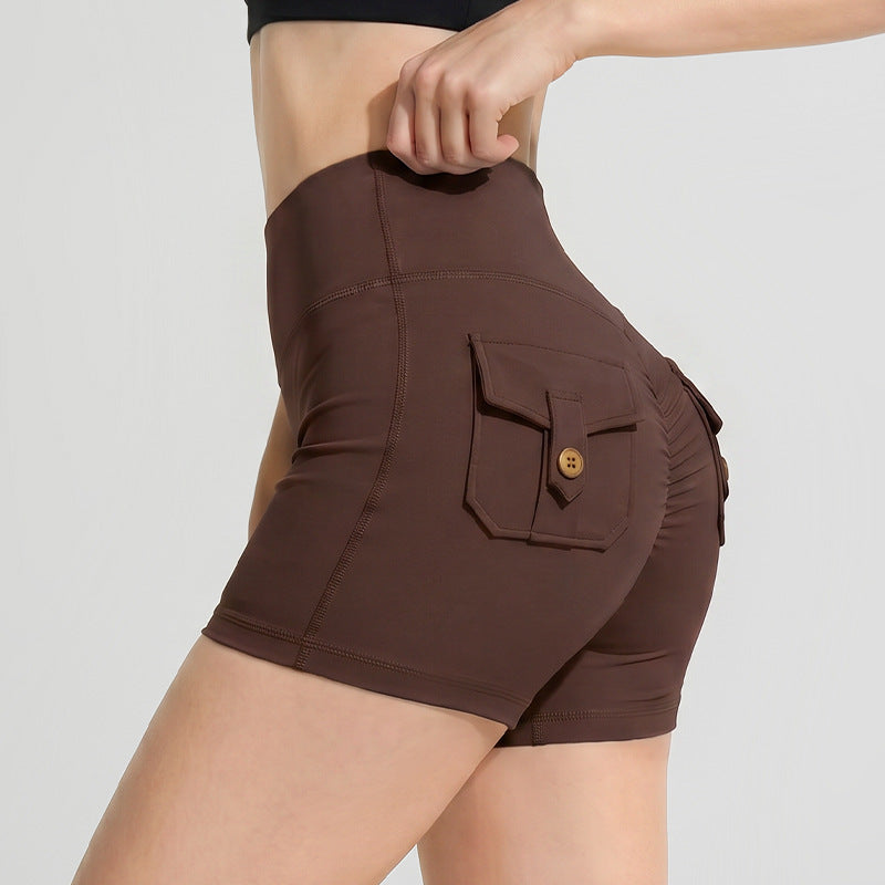 High-Elastic Yoga Shorts, Three-Quarter Length, Peach Butt-Enhancing, Quick-Dry, Workwear-Style, Gym Shorts For Women, Running Sports Shorts, Anti-Exposure